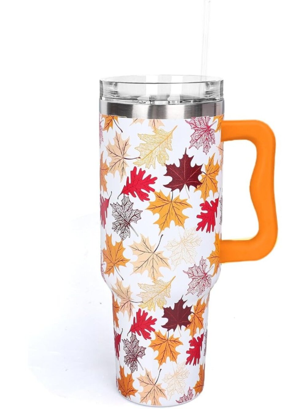 Autumn Leaves 40 oz Tumbler with Handle & Straw - Perfect for Fall